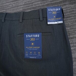 Stafford 365 Dress Pants Men‎ Comfort Straight Fit Gray New 38x29 (Fit 40x28.5)